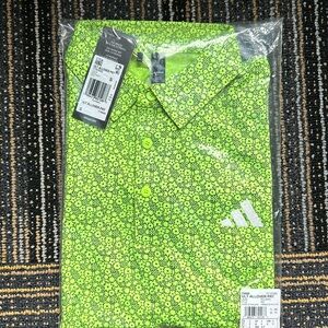 NWT neon floral adidas gold polo